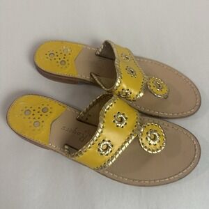 Jack Rogers Yellow & Gold Leather Daisy Sandals Sz 8M